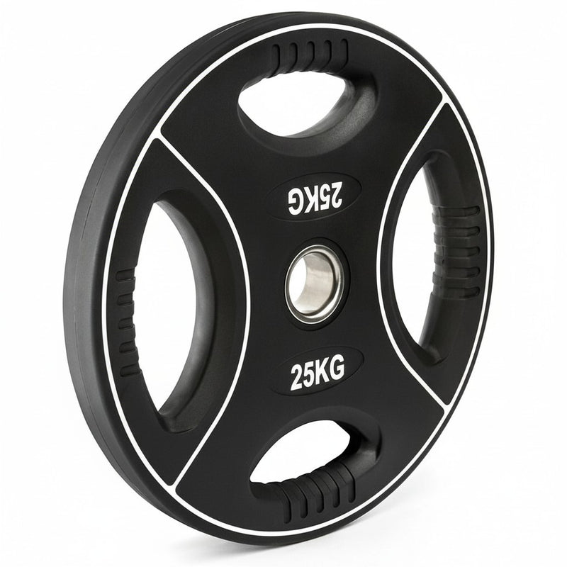 Polyurethan 4 Grip Hantelscheiben 50 mm - 25 kg schwarz/weiß