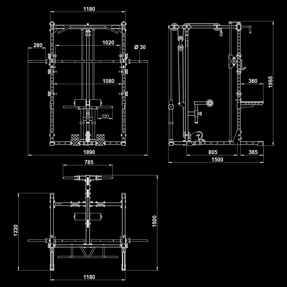 ATX® HRX-510 Rack-Komplettset mit Latzug Plate Load und Multipresse - Höhe 196 cm