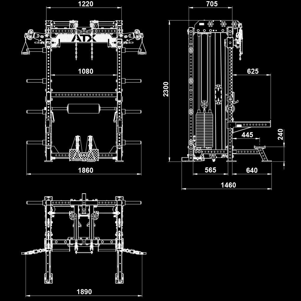 ATX® Multi Pull Half Rack mit 2 x 110 kg Steckgewichten