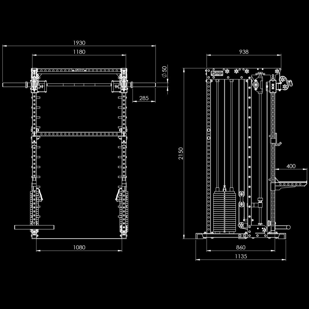 ATX® Multi Smith Rack - Height 215 cm - 2 × 100 kg