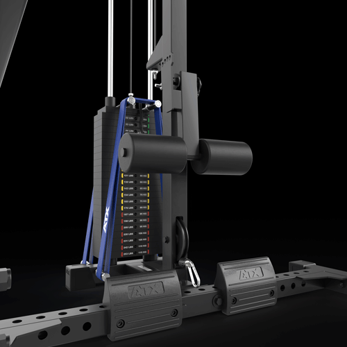 ATX® Power Rack 640/660 mit Latzug 115 kg Steckgewichte Beinstütze
