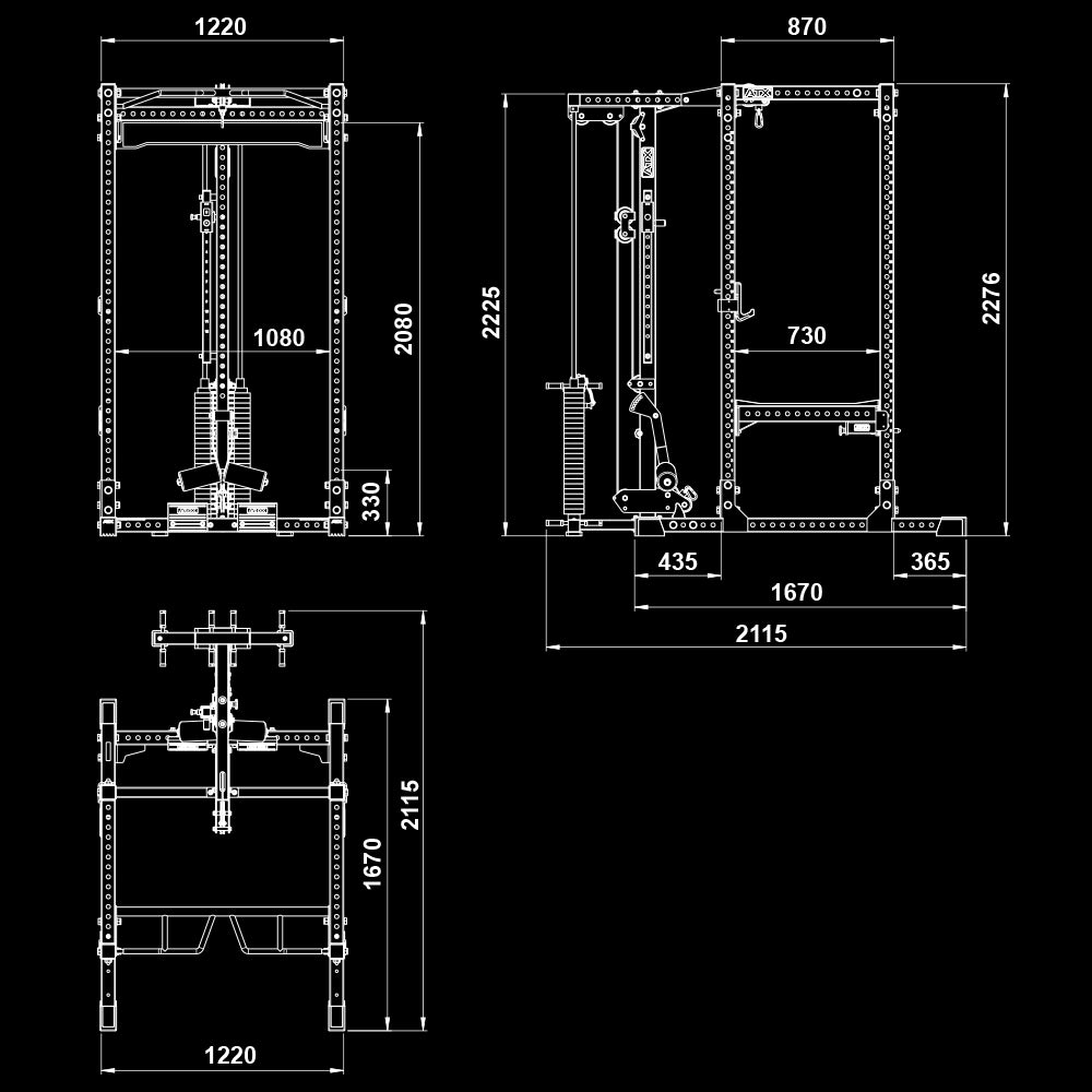 ATX® Power Rack PRX-780 mit Latzug - 125 kg Steckgewichte