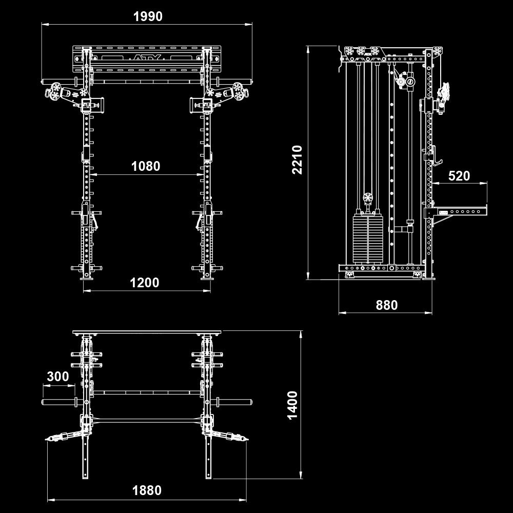 ATX® Rack-Zugstation Maße