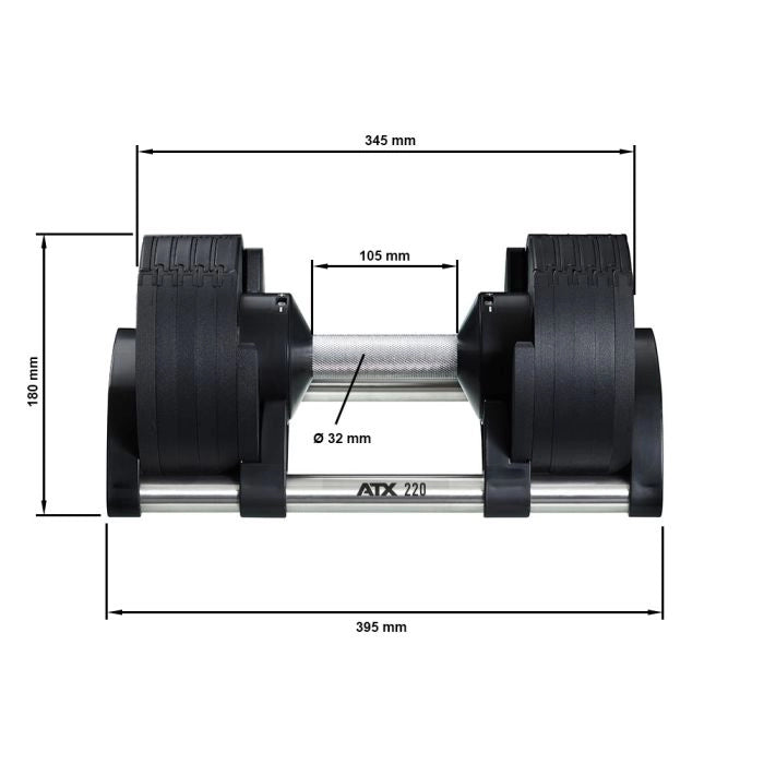 Abmessungen Nüobell® Kompakthanteln 2 - 20 kg