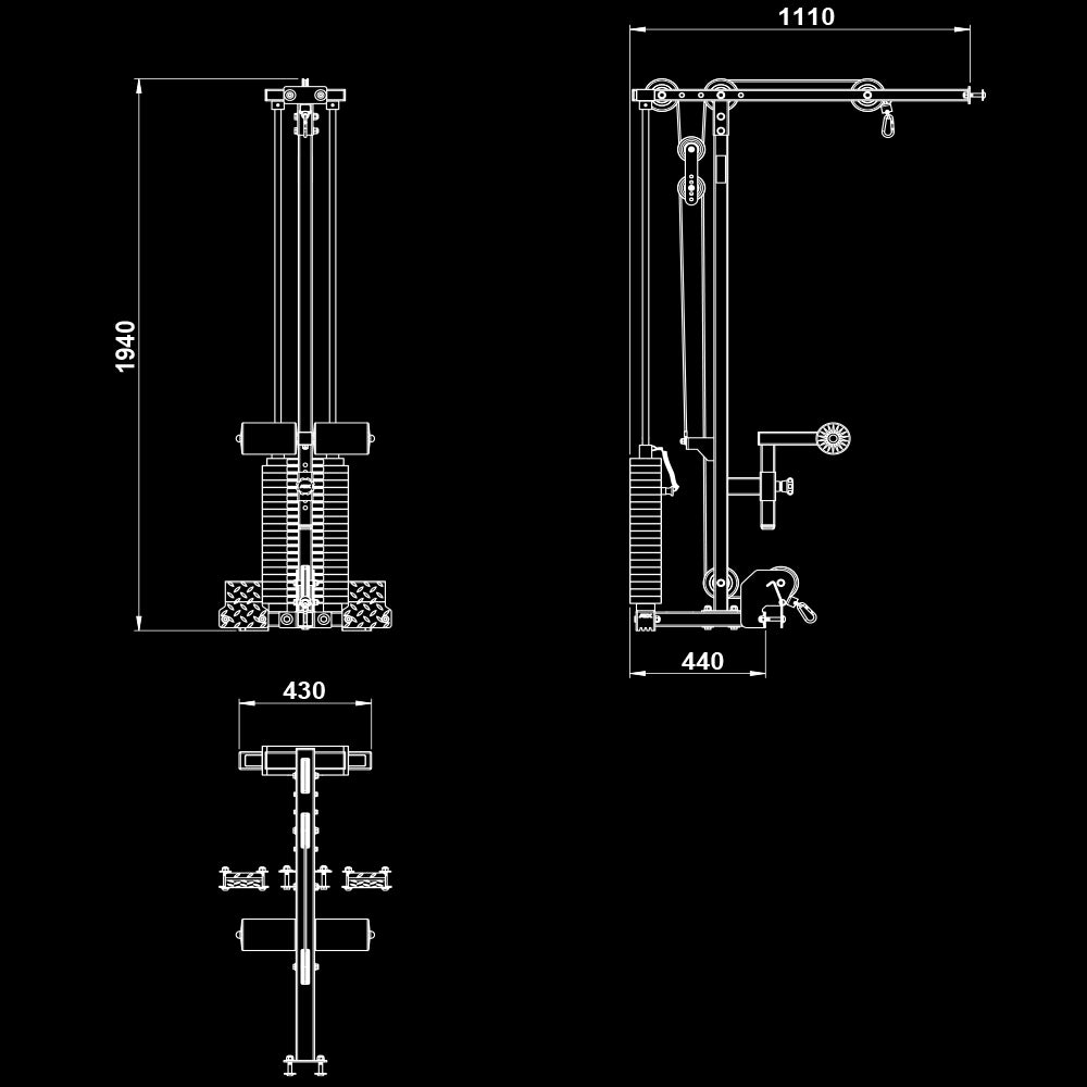 ATX® Latzug-Anbauoption - 100 kg Steckgewichte - zu Half Rack HRX-510