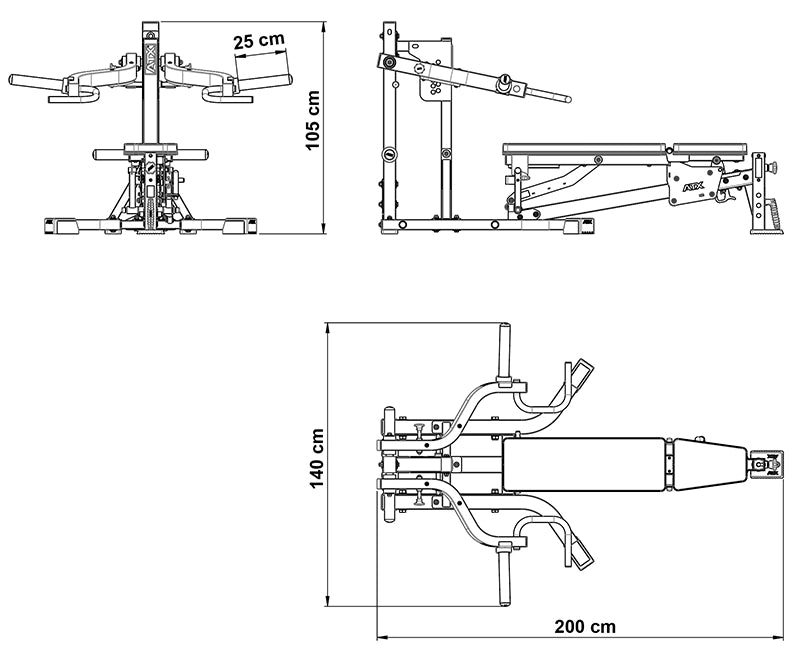 Maße ATX® Lever Arm Multipresse 