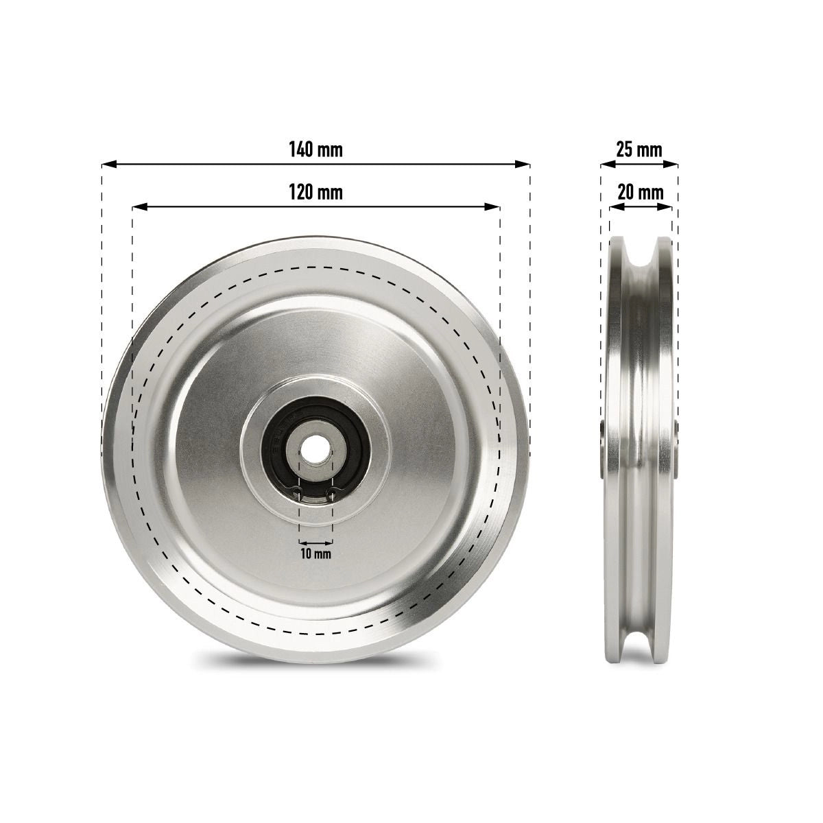 Aluminium Seilrolle / Umlenkrolle ø 140 mm