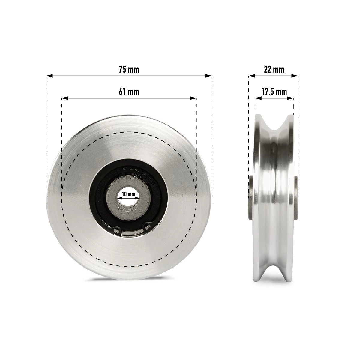 Aluminium Seilrolle / Umlenkrolle ø 75 mm